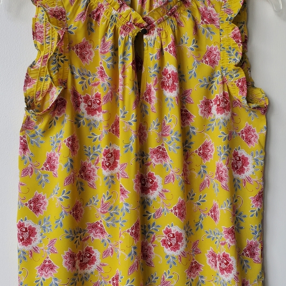 NWT Loft Floral Sleeveless Ruffle Top - Picture 3 of 12